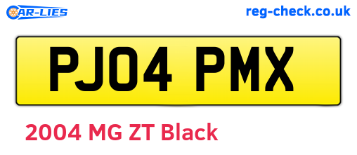 PJ04PMX are the vehicle registration plates.