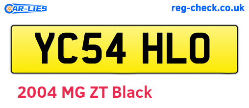 YC54HLO are the vehicle registration plates.