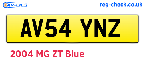 AV54YNZ are the vehicle registration plates.