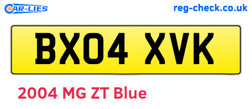 BX04XVK are the vehicle registration plates.