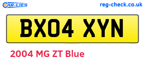 BX04XYN are the vehicle registration plates.