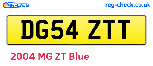 DG54ZTT are the vehicle registration plates.