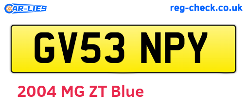 GV53NPY are the vehicle registration plates.