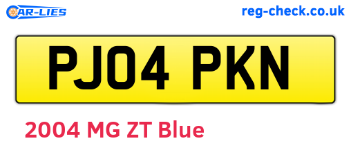 PJ04PKN are the vehicle registration plates.