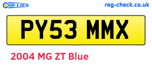 PY53MMX are the vehicle registration plates.