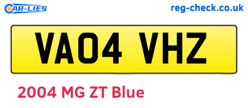 VA04VHZ are the vehicle registration plates.