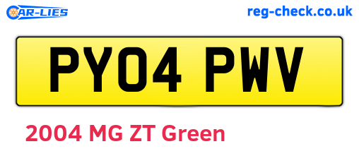 PY04PWV are the vehicle registration plates.