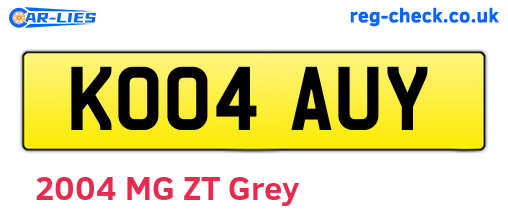 KO04AUY are the vehicle registration plates.