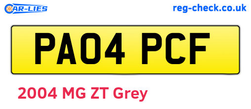 PA04PCF are the vehicle registration plates.