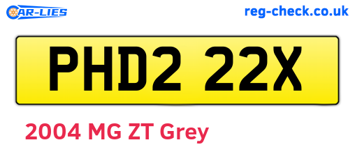 PHD222X are the vehicle registration plates.