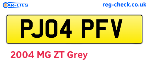 PJ04PFV are the vehicle registration plates.