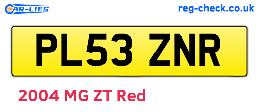 PL53ZNR are the vehicle registration plates.