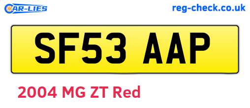 SF53AAP are the vehicle registration plates.
