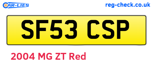 SF53CSP are the vehicle registration plates.