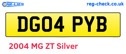 DG04PYB are the vehicle registration plates.