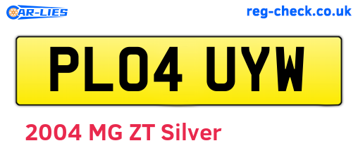 PL04UYW are the vehicle registration plates.