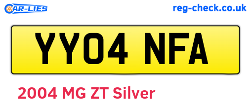 YY04NFA are the vehicle registration plates.