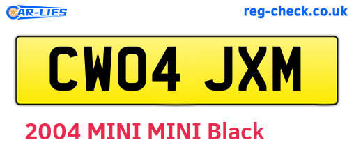 CW04JXM are the vehicle registration plates.