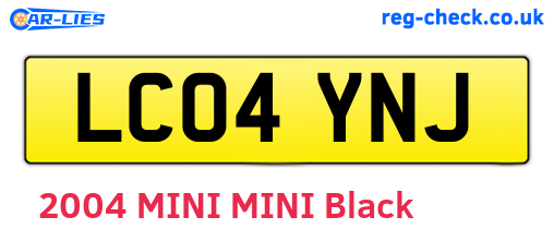 LC04YNJ are the vehicle registration plates.