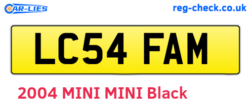 LC54FAM are the vehicle registration plates.