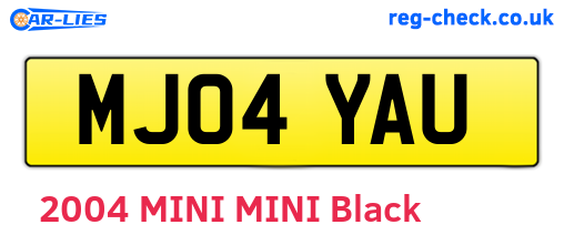 MJ04YAU are the vehicle registration plates.