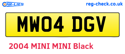 MW04DGV are the vehicle registration plates.