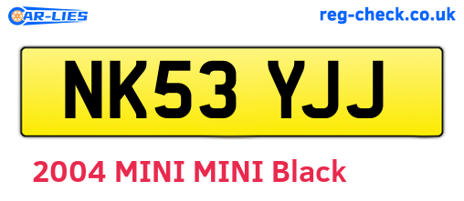 NK53YJJ are the vehicle registration plates.