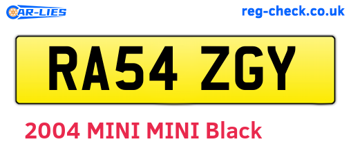 RA54ZGY are the vehicle registration plates.