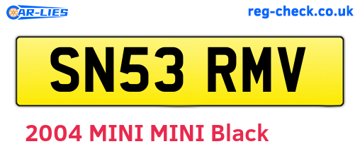 SN53RMV are the vehicle registration plates.