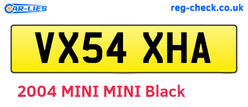 VX54XHA are the vehicle registration plates.