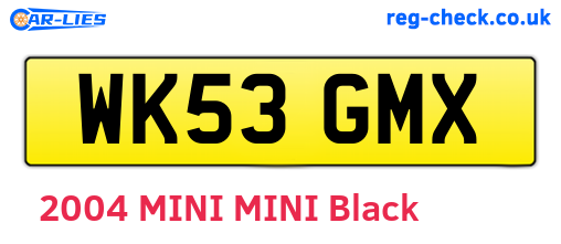 WK53GMX are the vehicle registration plates.