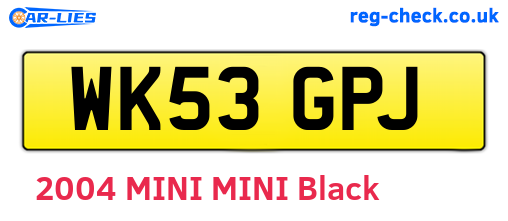 WK53GPJ are the vehicle registration plates.