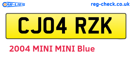CJ04RZK are the vehicle registration plates.