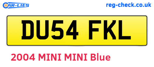 DU54FKL are the vehicle registration plates.