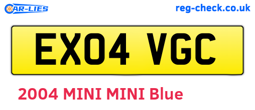 EX04VGC are the vehicle registration plates.