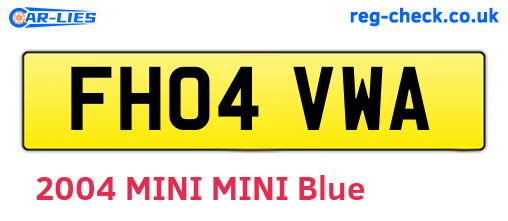FH04VWA are the vehicle registration plates.
