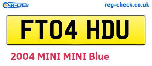 FT04HDU are the vehicle registration plates.