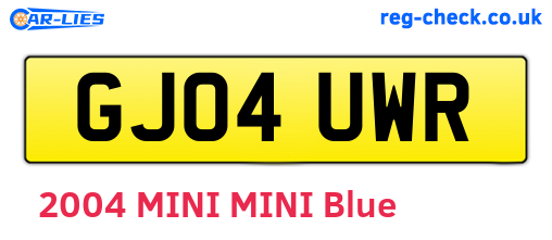 GJ04UWR are the vehicle registration plates.
