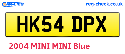 HK54DPX are the vehicle registration plates.