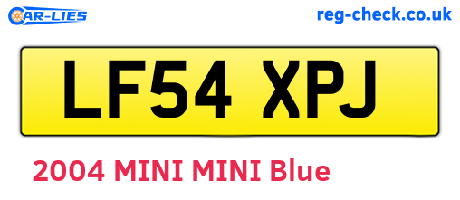 LF54XPJ are the vehicle registration plates.