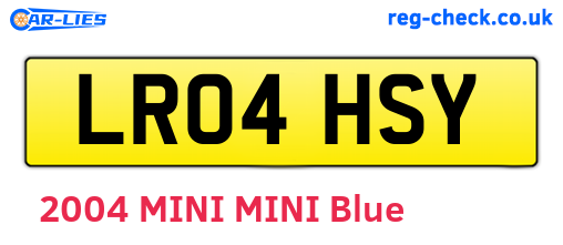 LR04HSY are the vehicle registration plates.