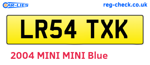LR54TXK are the vehicle registration plates.