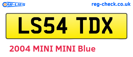 LS54TDX are the vehicle registration plates.