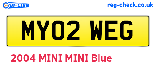 MY02WEG are the vehicle registration plates.