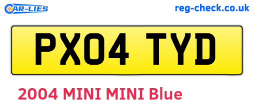 PX04TYD are the vehicle registration plates.