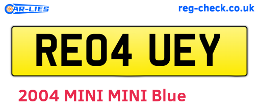 RE04UEY are the vehicle registration plates.