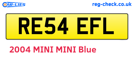 RE54EFL are the vehicle registration plates.
