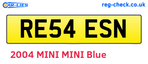 RE54ESN are the vehicle registration plates.