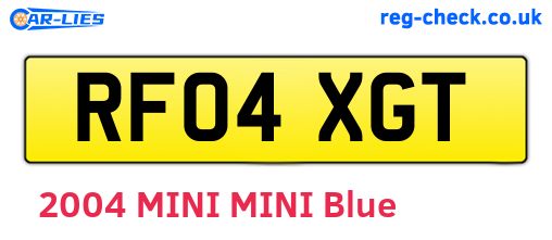 RF04XGT are the vehicle registration plates.