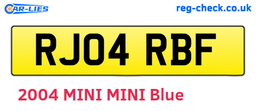 RJ04RBF are the vehicle registration plates.